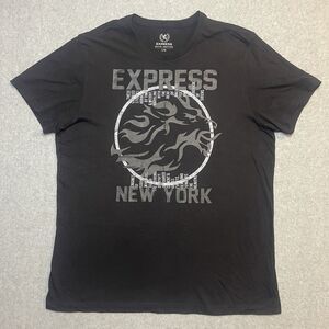 Y2K Express Men's Black Graphic Cotton Crew Neck T-Shirt Size L